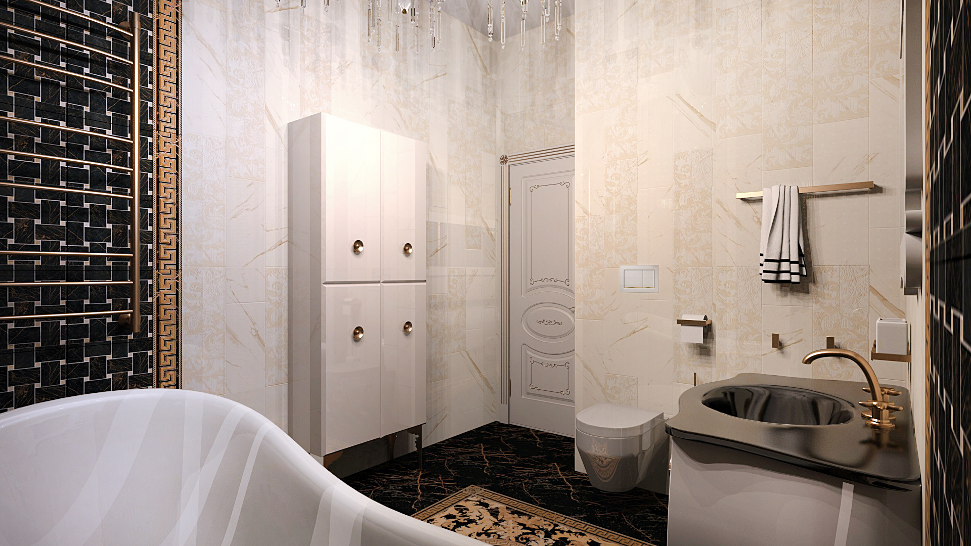 дизайн ванной комнаты, дизайн плитки, дизайн интерьера, дизайн плитки VERSACE, дизайн ванной под ключ