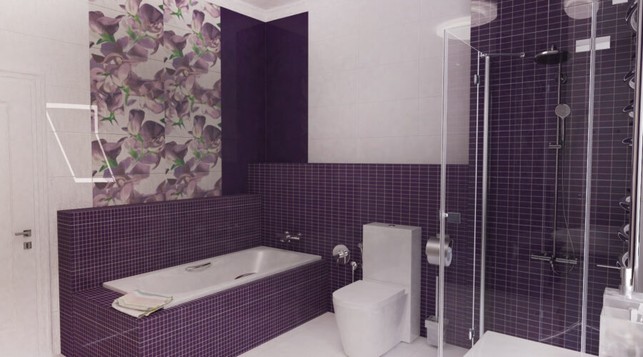 Фиолетовая Ванная, дизайн-проект ванной под ключ, портфолио, дизайн ванной комнаты, интерьер ванной